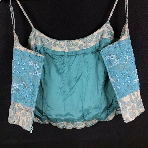 Marciano Ribbed Lace Brocade Textured Bustier S - Picture 4 of 5